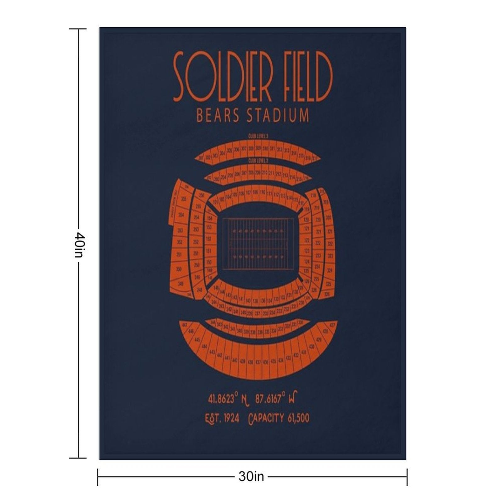 Chicago Bears Soldier Field Poster Print Compact Throw Blanket