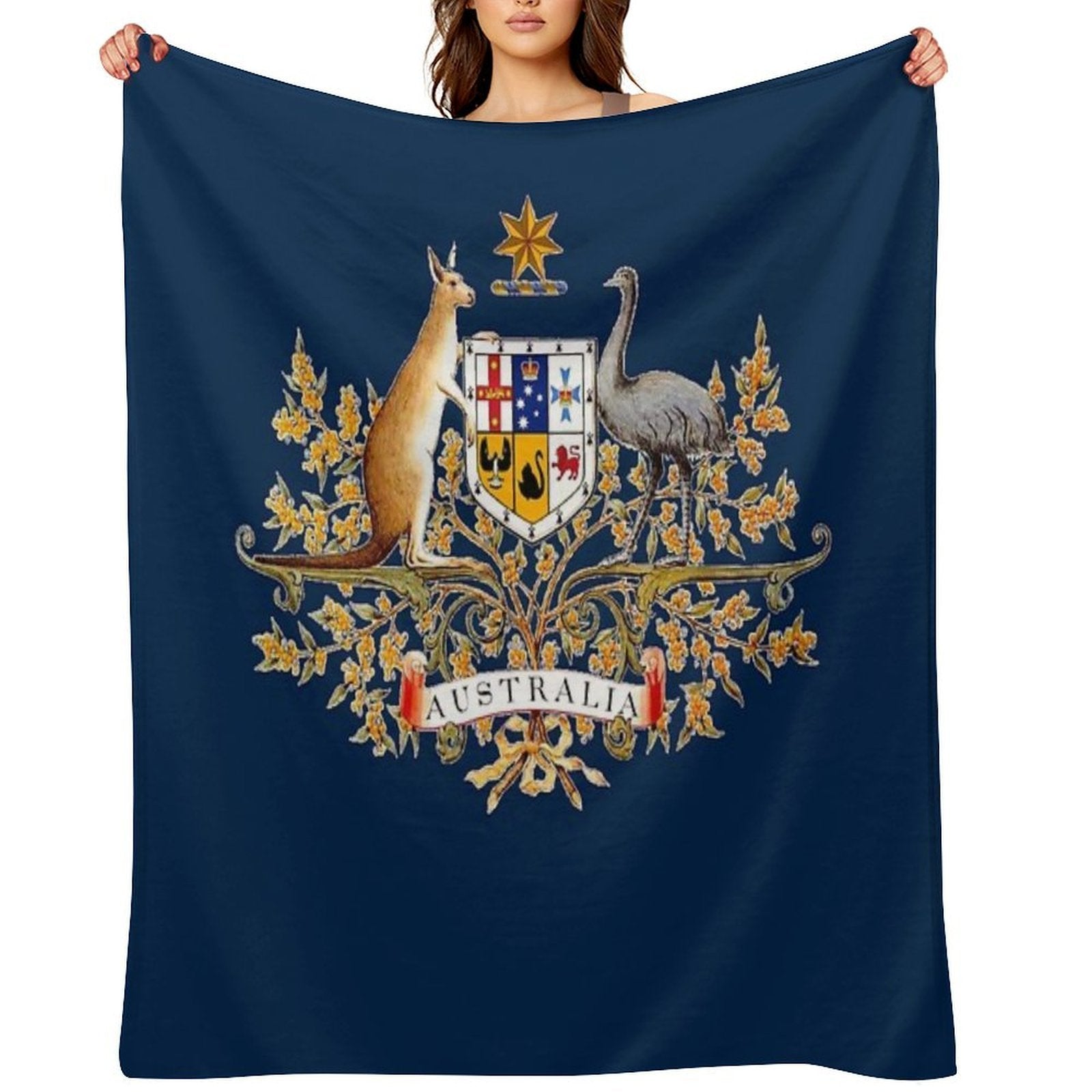 Australian Coat of Arms Machine-washable Throw Blanket
