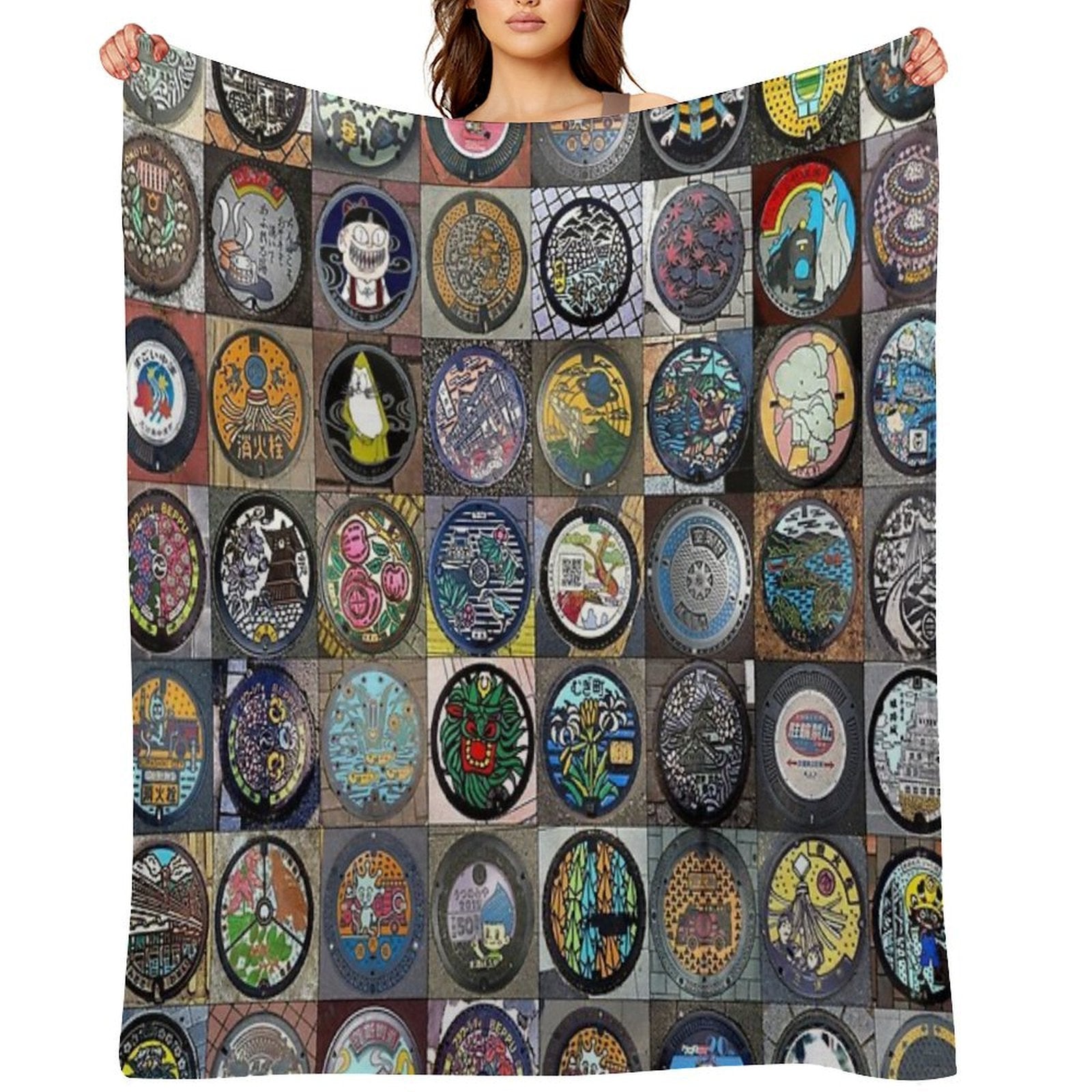 Japanese Manhole Covers Wrinkle-free Throw Blanket