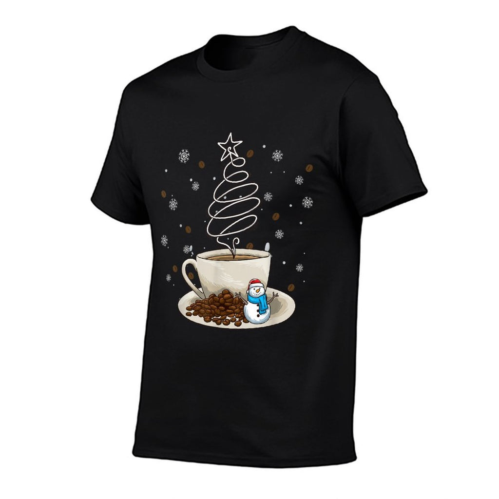 Fun Winter Snowman Holiday Coffee Drinker Barista  Tagless Design T-Shirt