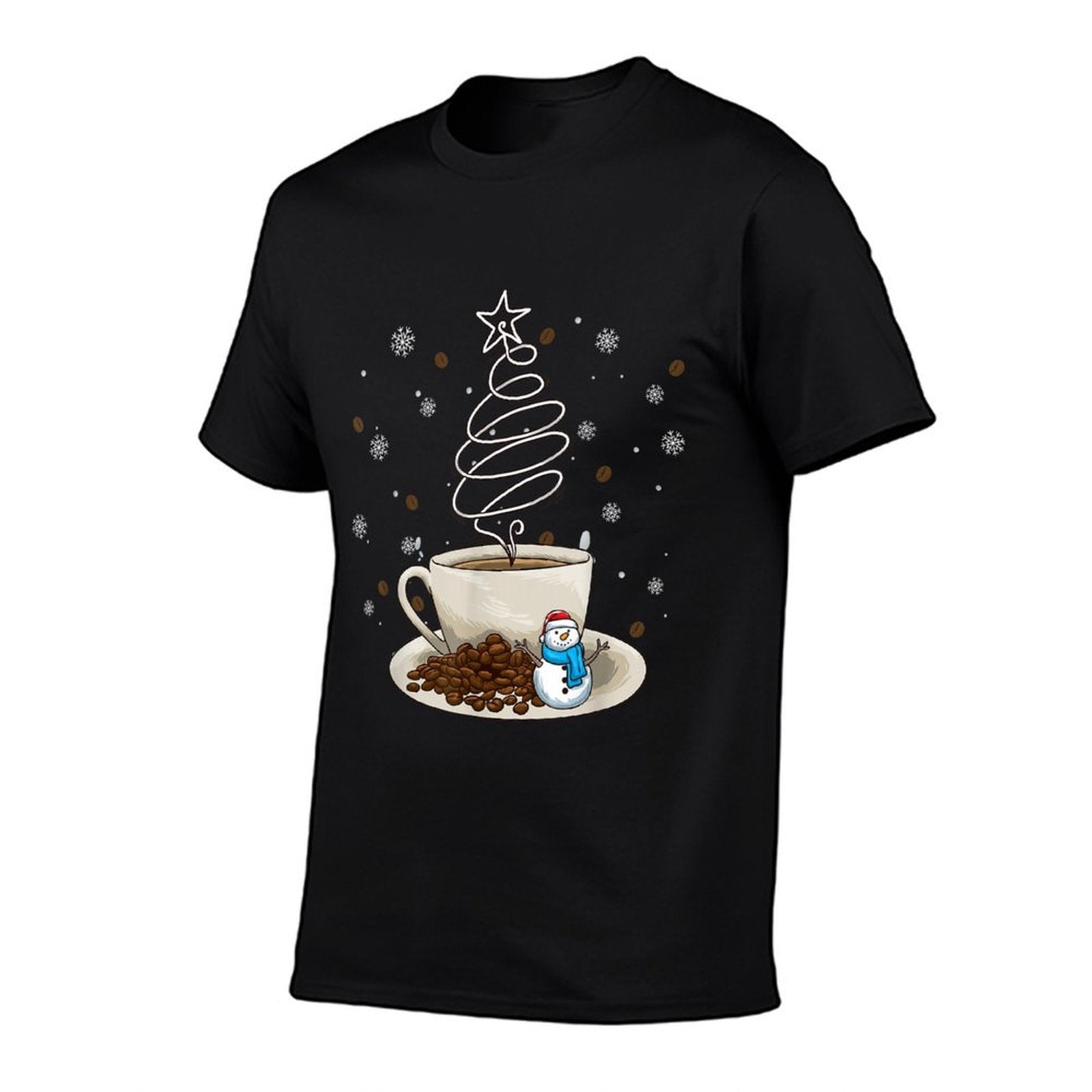 Fun Winter Snowman Holiday Coffee Drinker Barista  Tagless Design T-Shirt