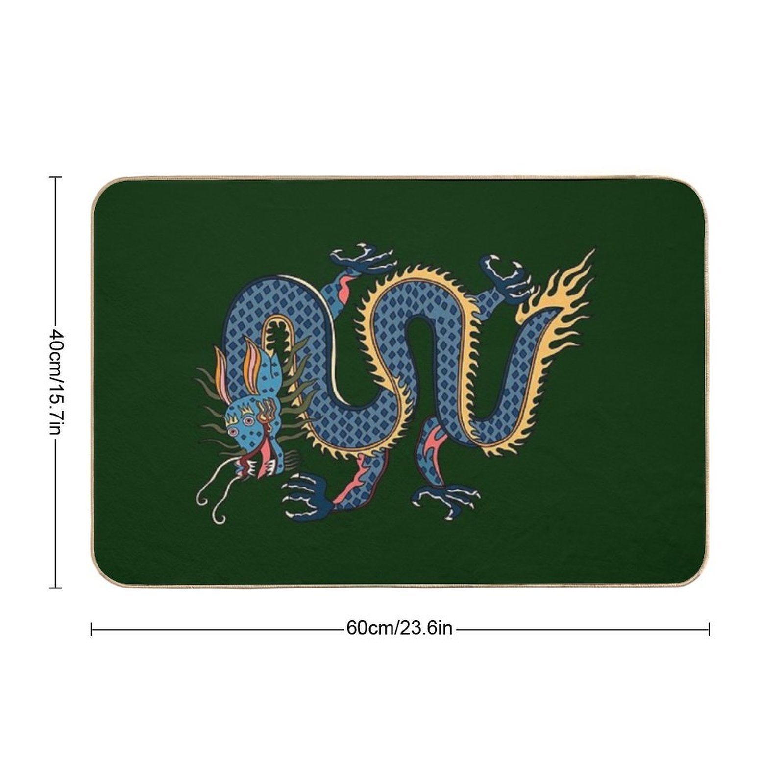 TIBETAN DRAGON RUG-green  Repositionable Bath Mat