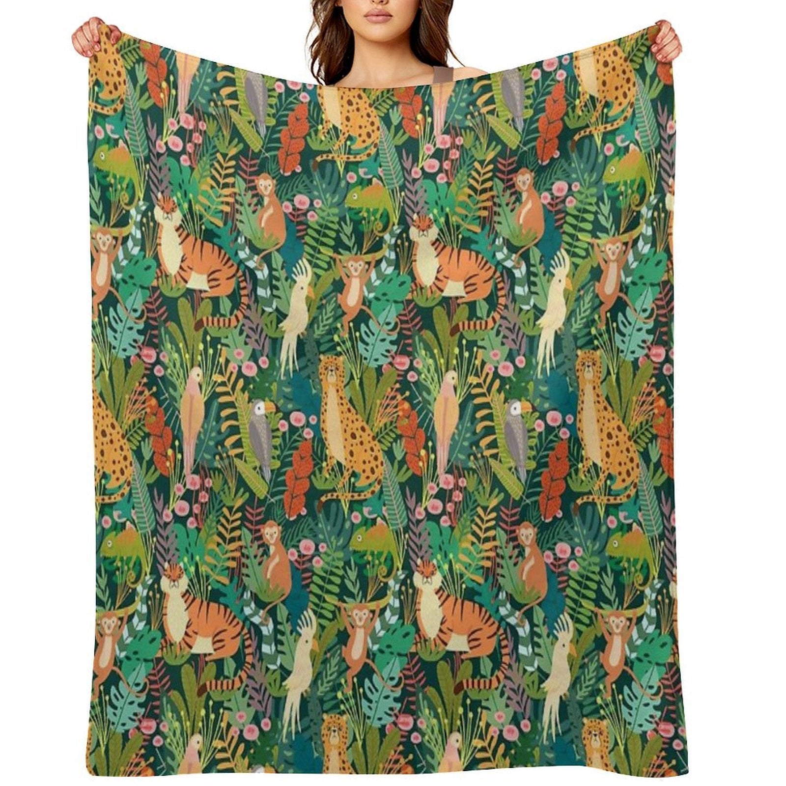Tropical Jungle Print - For A Nature Lover, Tropical Jungle Decorating Print. Eco-conscious Throw Blanket