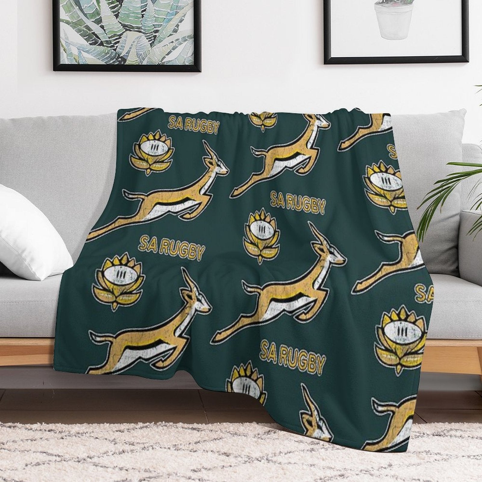 SA Rugby - Vintage Springbok Logo Eco-conscious Throw Blanket