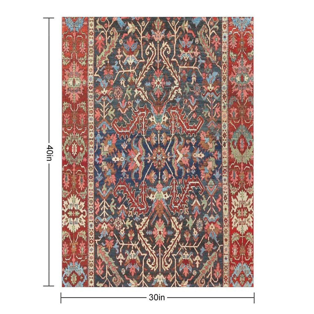 Antique Floral Persian Carpet Print Gift-ready Throw Blanket
