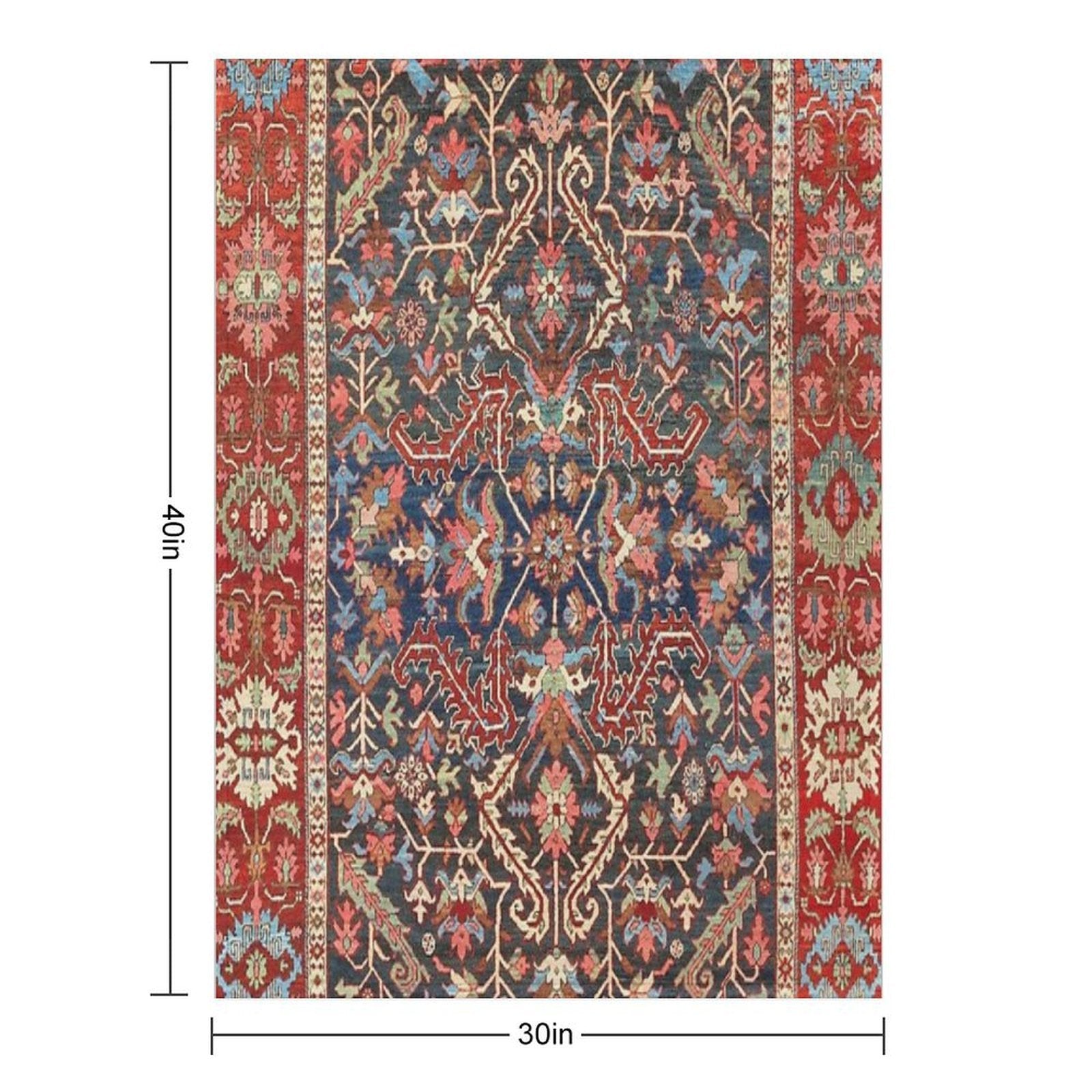 Antique Floral Persian Carpet Print Gift-ready Throw Blanket