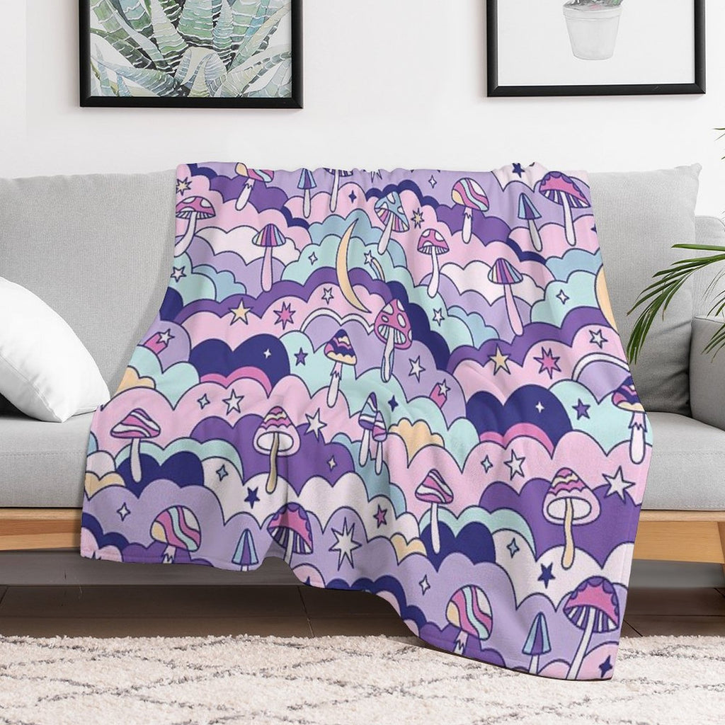 Cosmic Mushrooms Machine-washable Throw Blanket