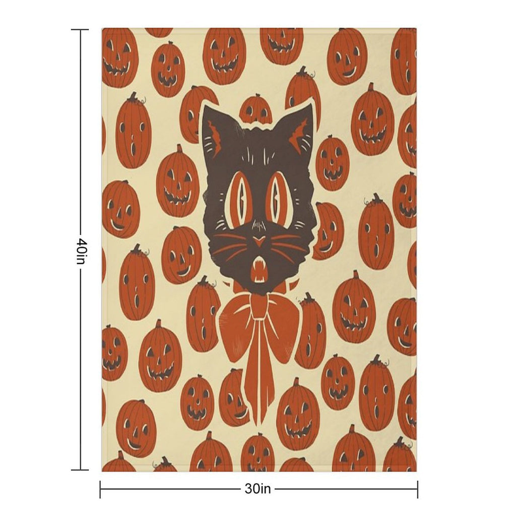 Vintage Inspired Halloween Scaredy Cat Travel-friendly Throw Blanket