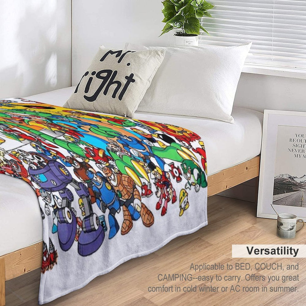Mega Man And All of His Enemies Shrink-resistant Throw Blanket