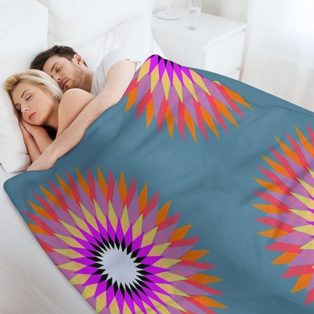 Psychedelic Geometric Flower Mandala Lightweight Throw Blanket