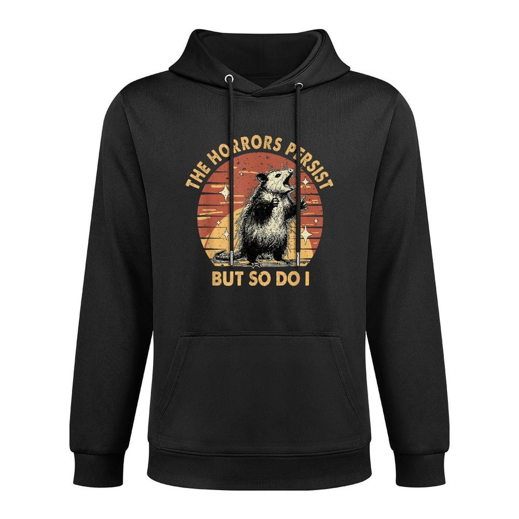 Vintage Racoon The Horrors Persist But So Do I Mental Health Casual Wear Hoodie