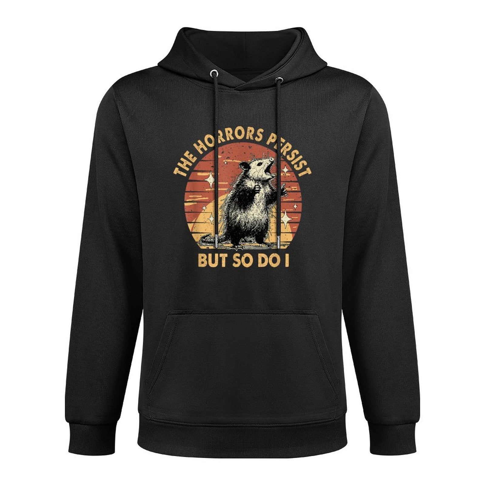Vintage Racoon The Horrors Persist But So Do I Mental Health Casual Wear Hoodie