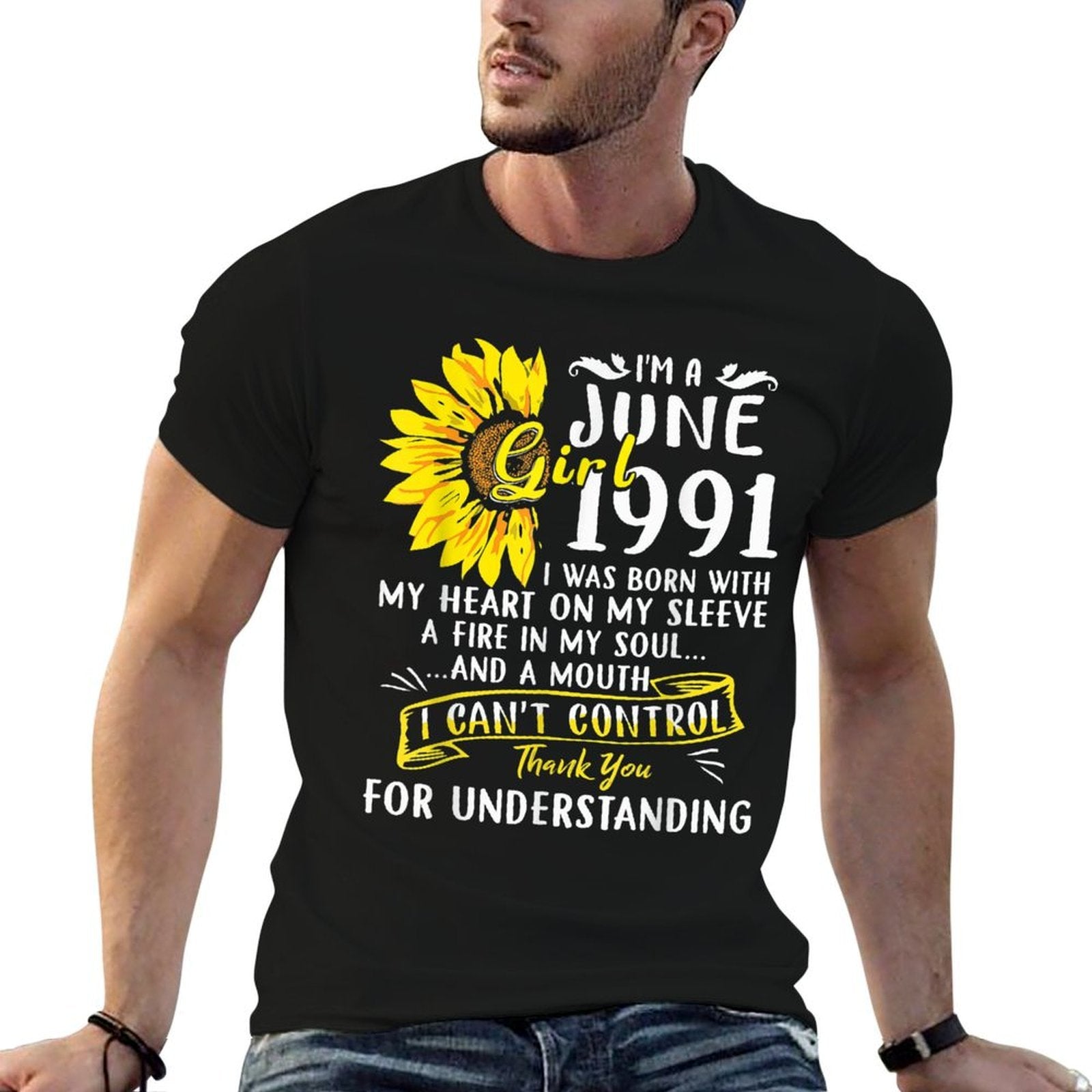 I'm A June Girl 1991 Sunflower 30th Birthday  Relaxed-fit T-Shirt