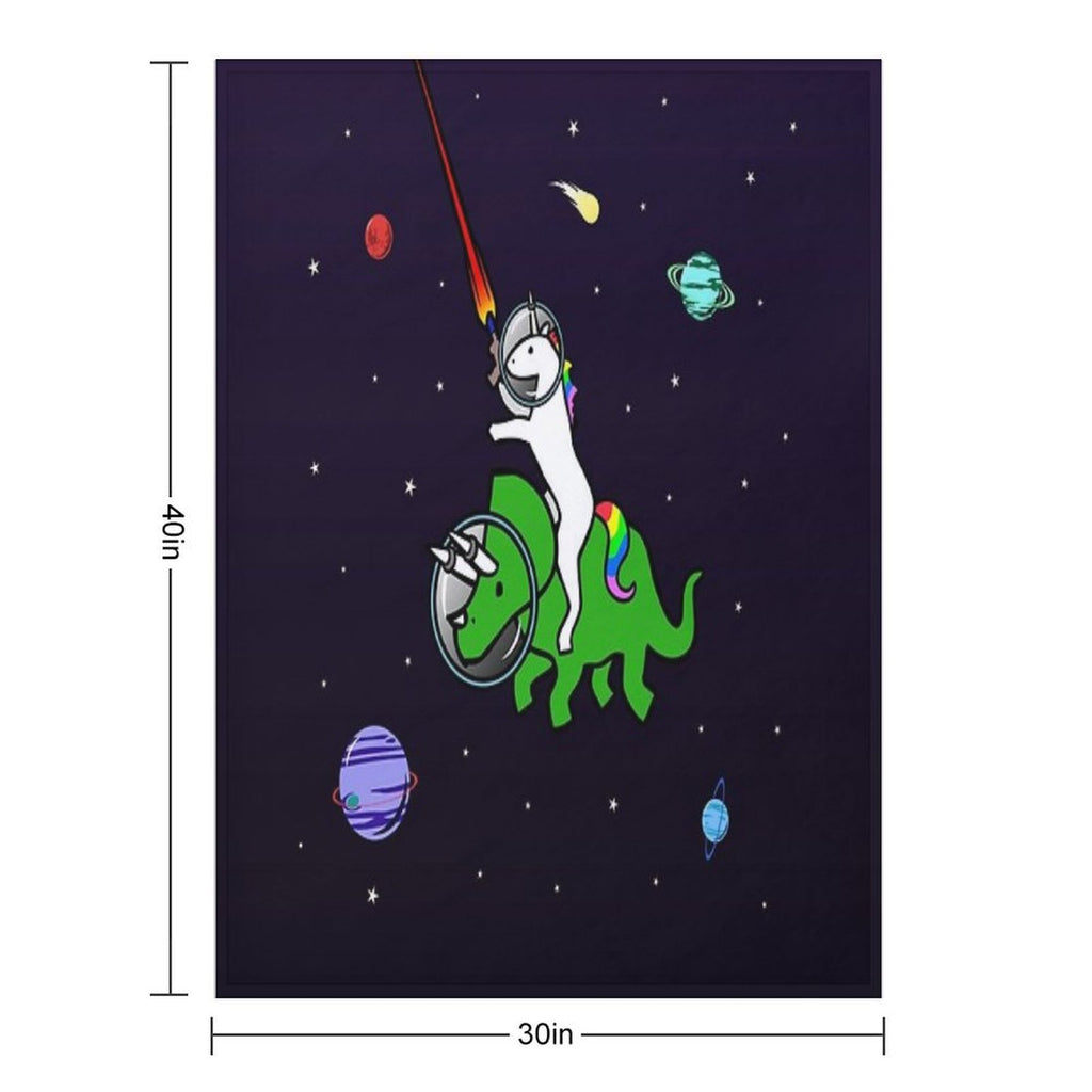 Unicorn Riding Triceratops In Space Multi-functional Throw Blanket