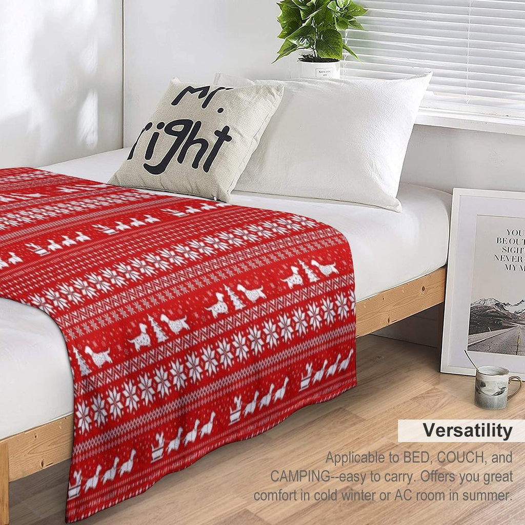 Dachshunds Christmas Sweater Pattern Travel-friendly Throw Blanket