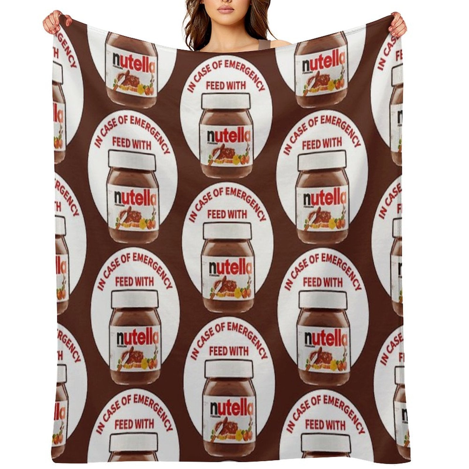 In Case Of Emergency Feed With Nutella Wrinkle-free Throw Blanket