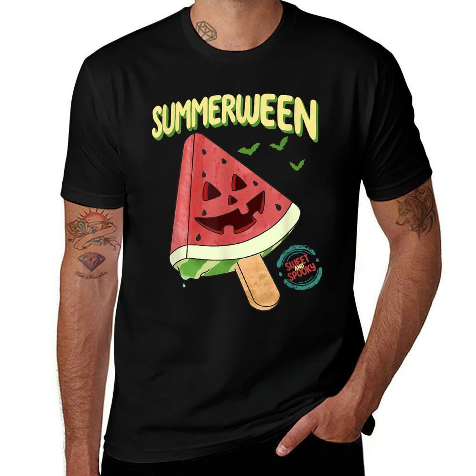 Summerween Sweet And Spooky Halloween  Rolled Sleeves T-Shirt