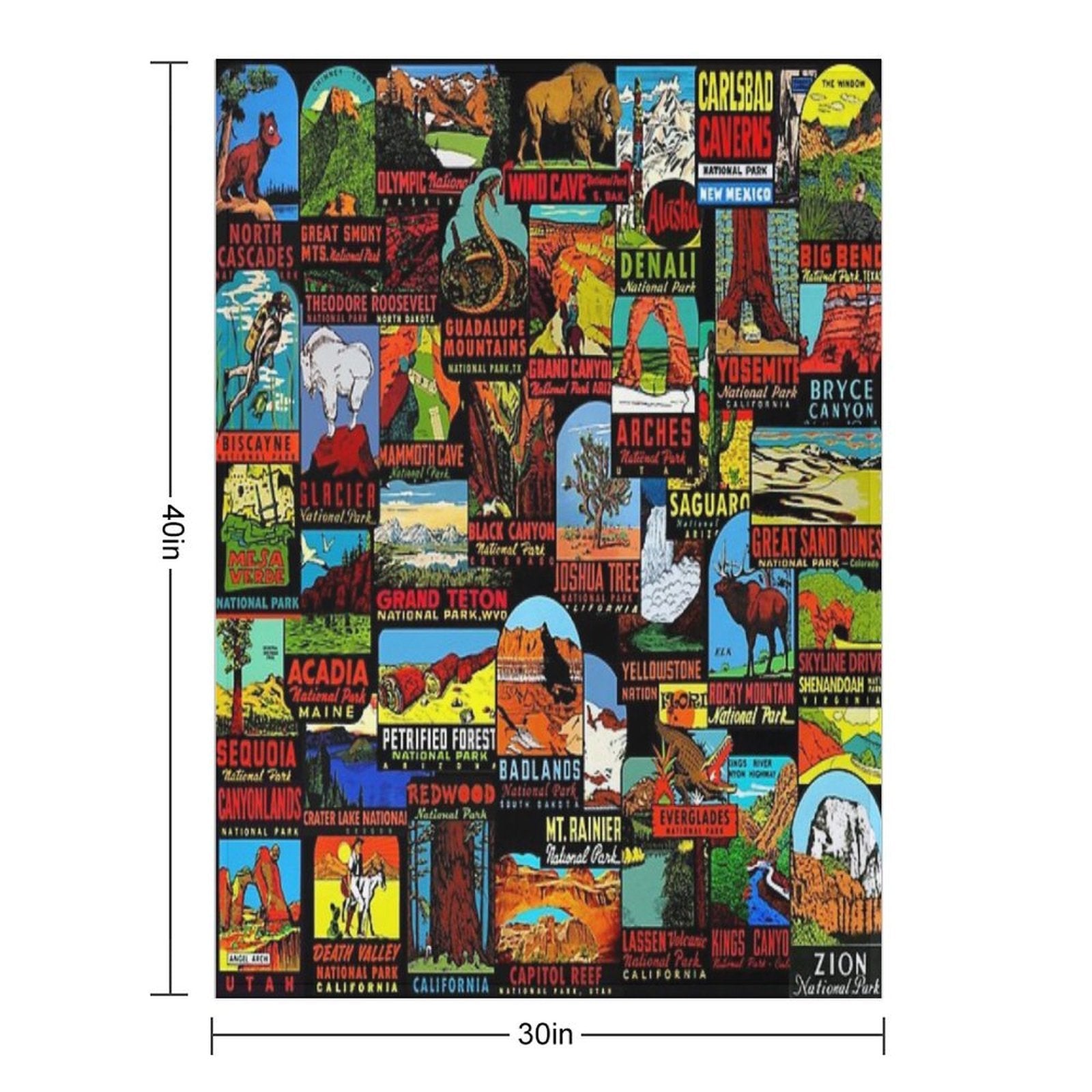 American National Parks Vintage Travel Decal Bomb Shrink-resistant Throw Blanket