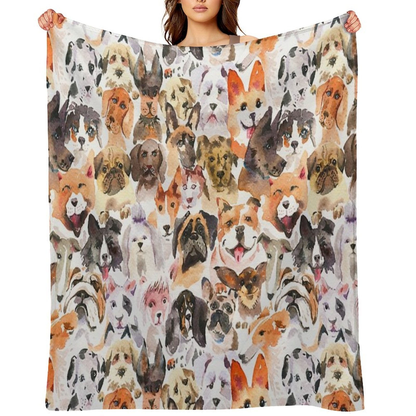 Cute Watercolor Dogs Lightweight Throw Blanket