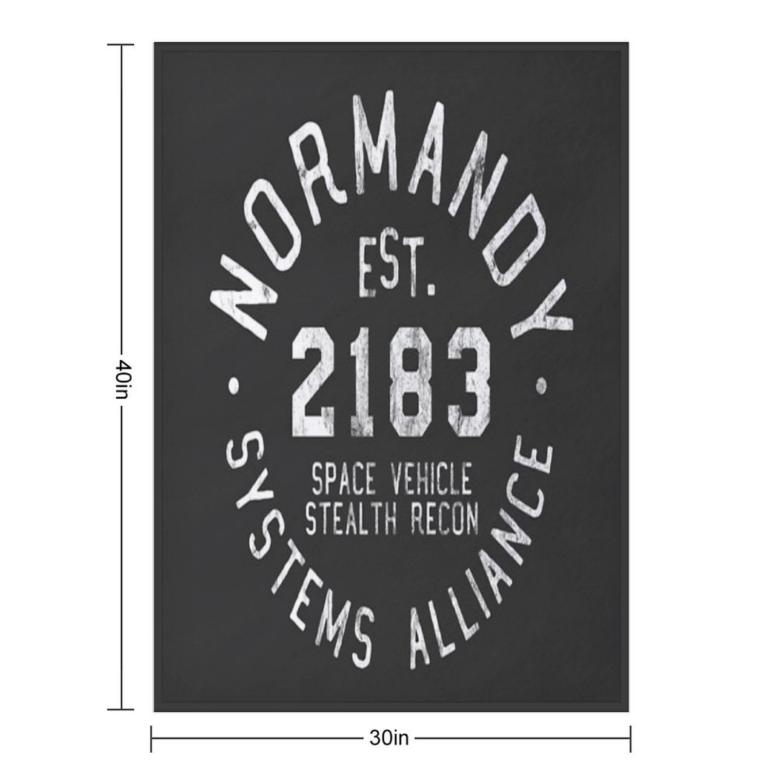 SSV Normandy Athletic Shirt  Mass Effect Athletic Style  White Print Gift-ready Throw Blanket