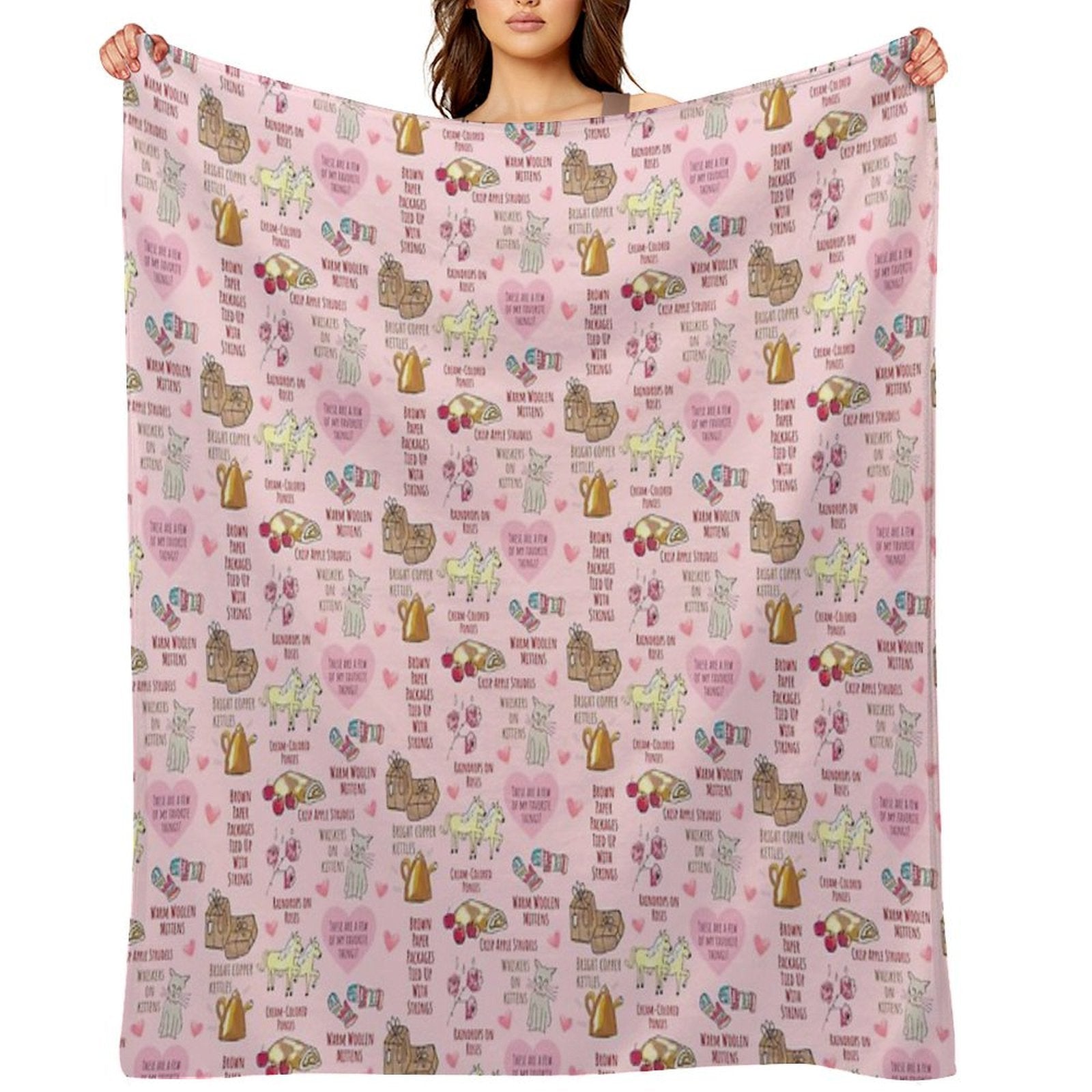 My Favorite Things Cute Pink Valentine's Day Pattern Quick-dry Throw Blanket