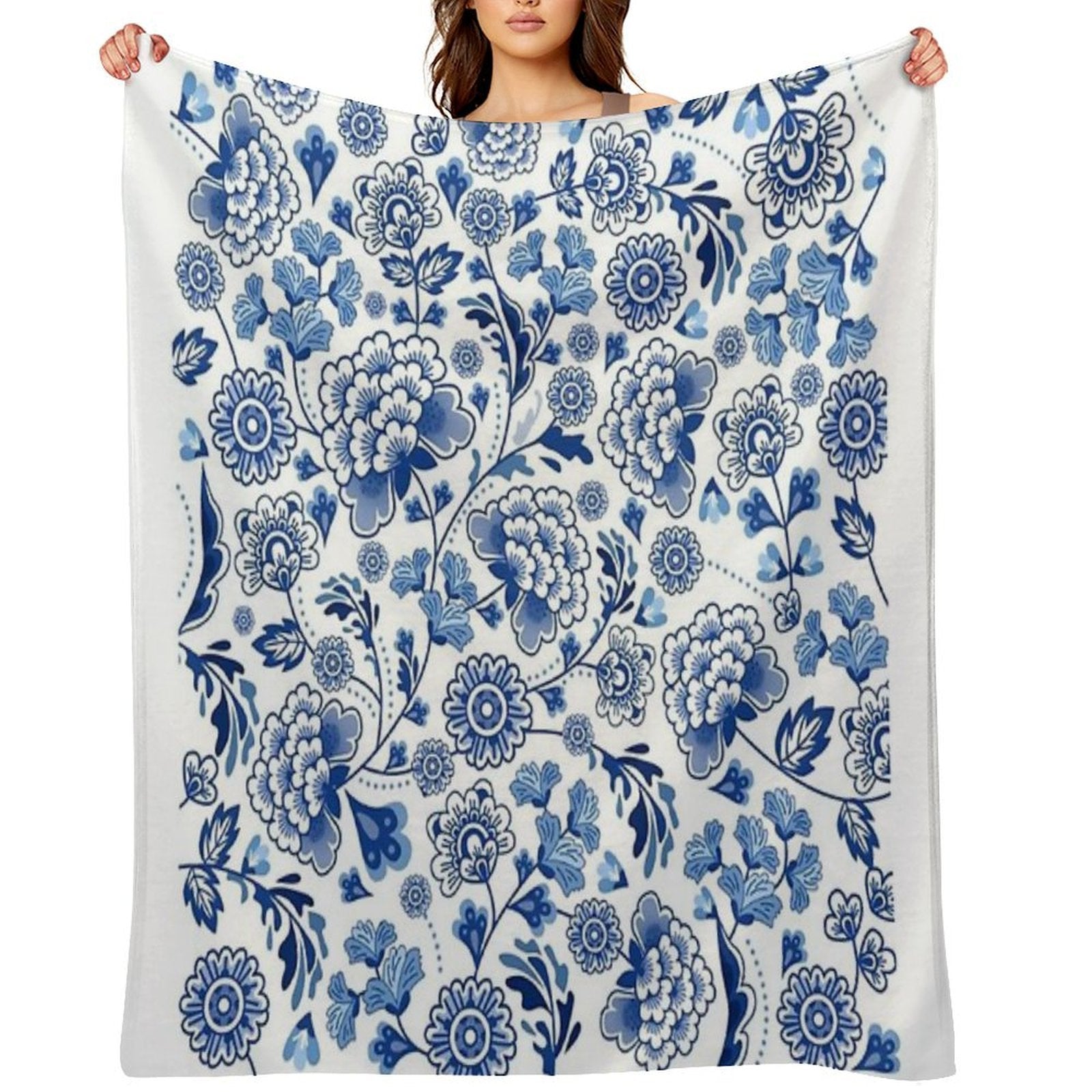 Chinese Porcelain Design Versatility Throw Blanket