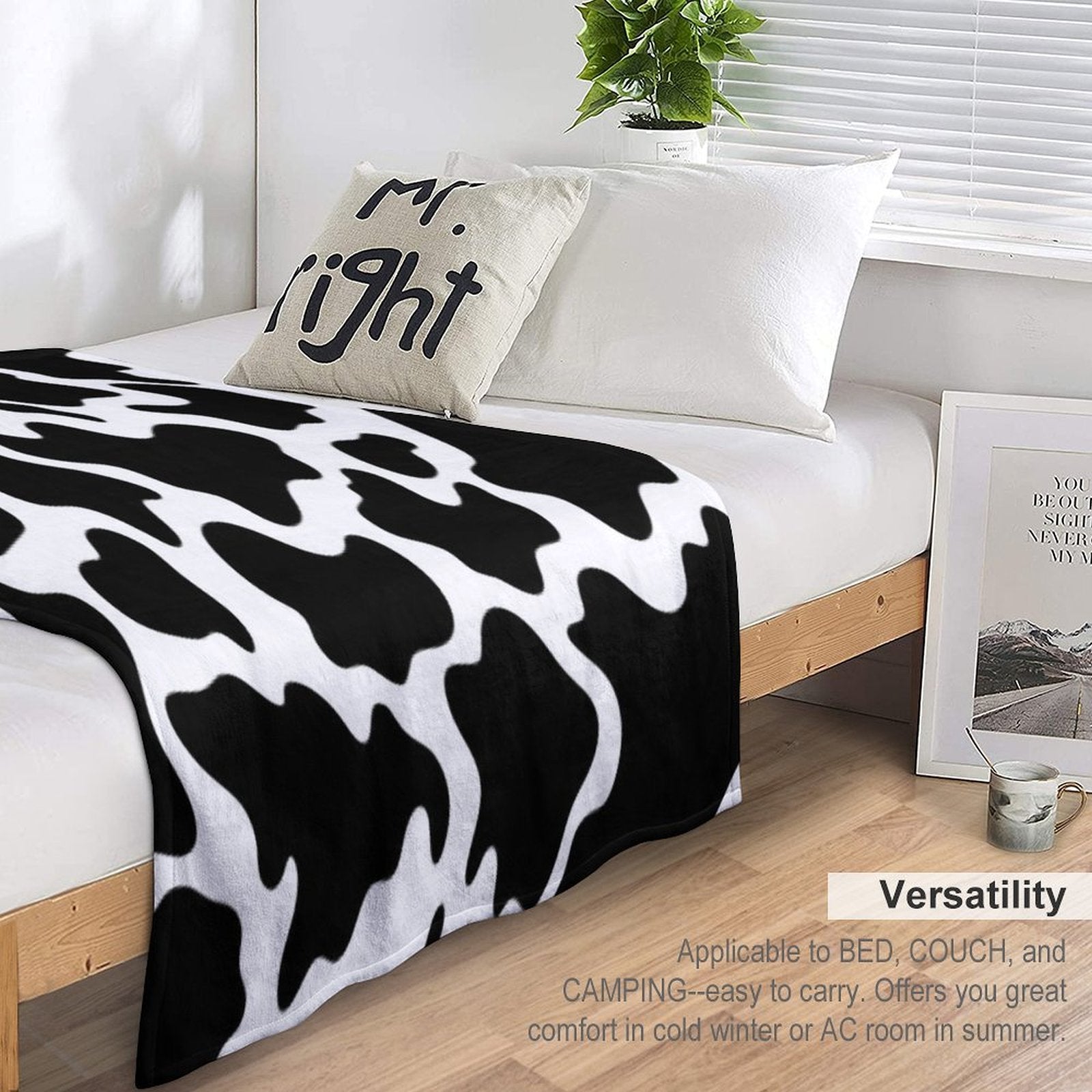 Cow Skin Pattern Velvety-soft Throw Blanket