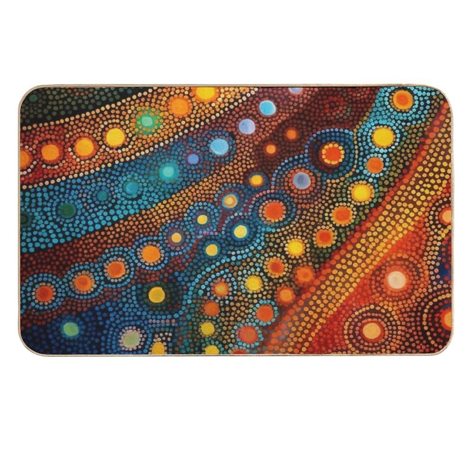 Aboriginal Authentic Art - Circular Paths  Slip-Resistant Bath Mat