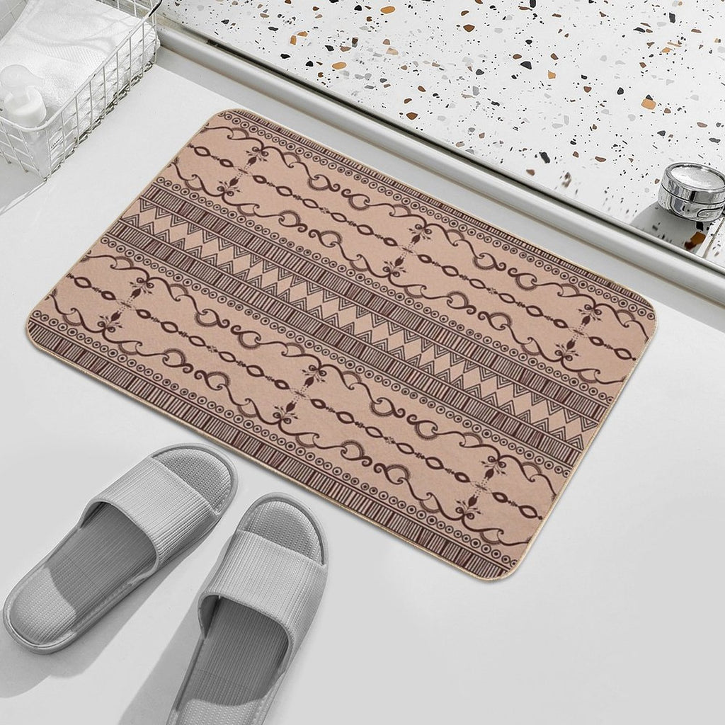 Regular Tan Neutral Egyptian Pattern  Pet-Safe Bath Mat