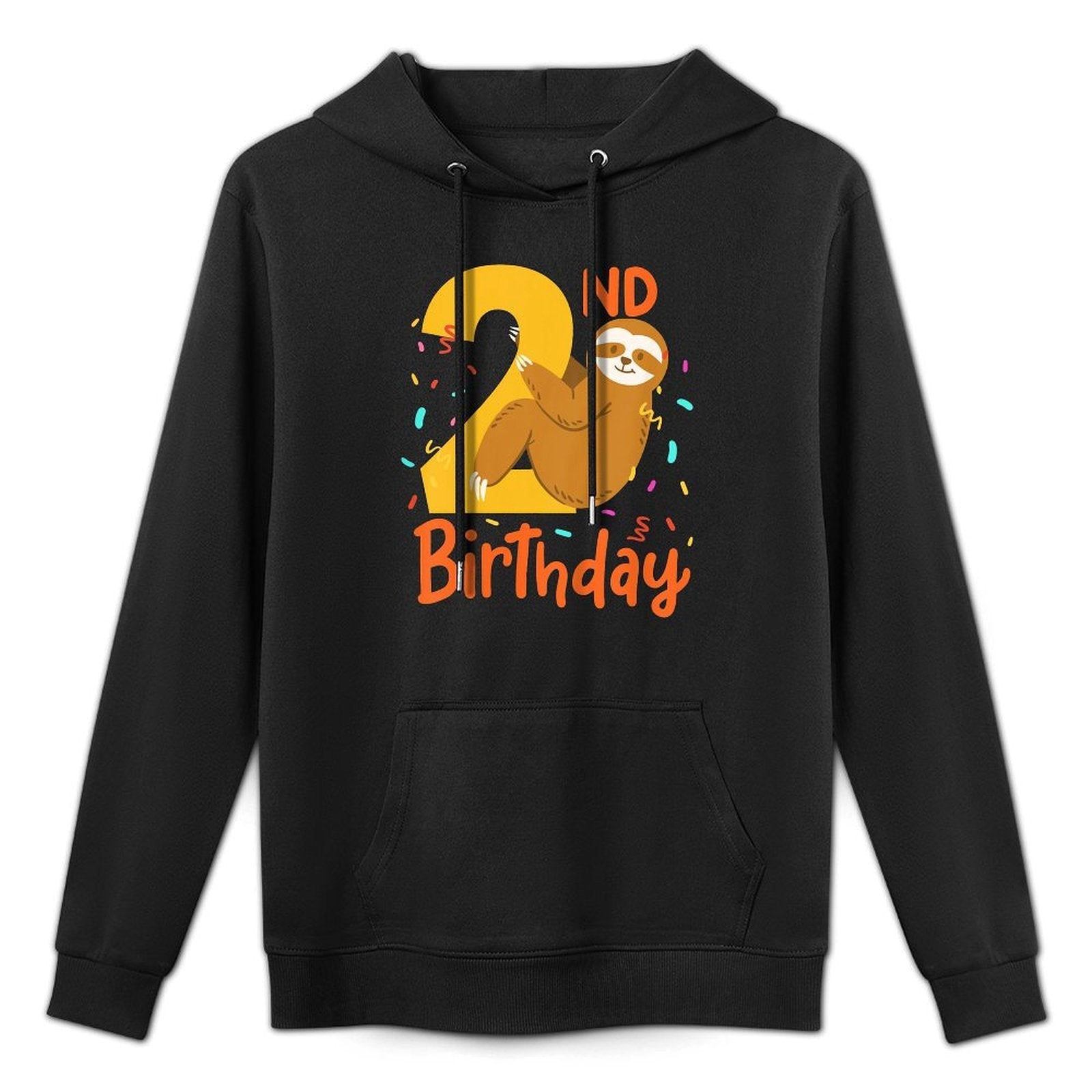 Kids 2nd Birthday Sloth Two 2 Years Old Shrink-Resistant Hoodie