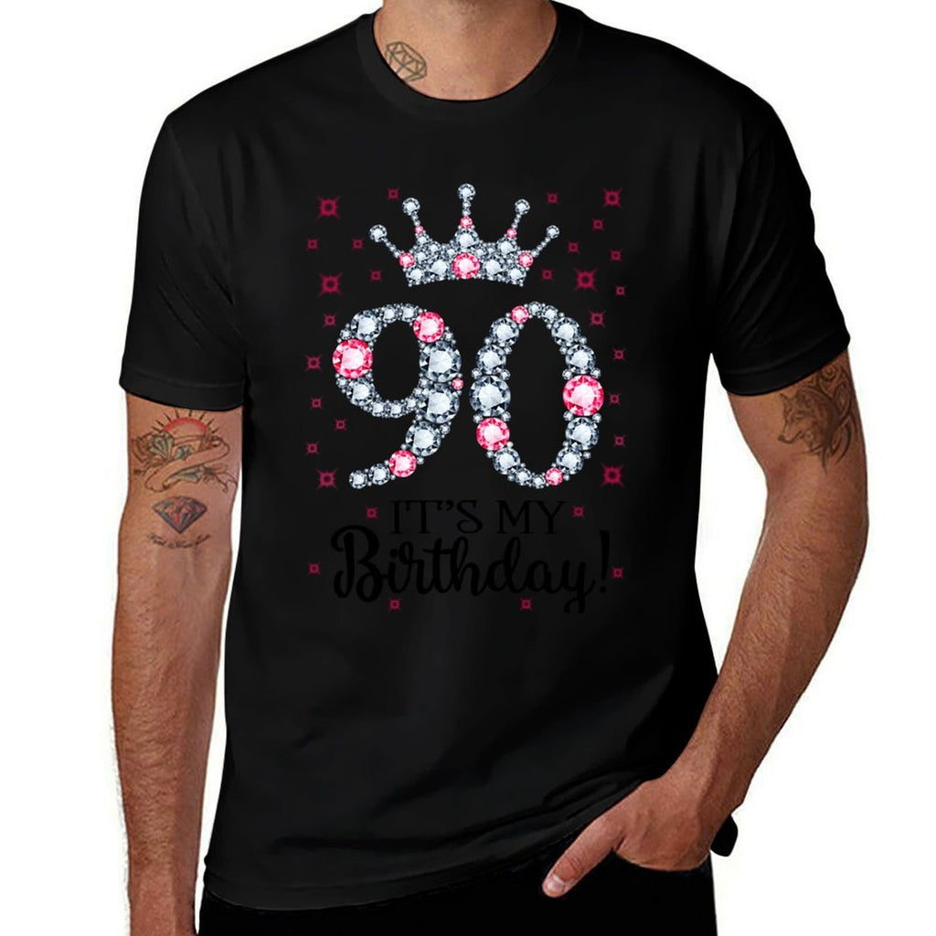 90 It's My Birthday Pink Crown 90th Birthday Gifts For Her  High-quality Stitching T-Shirt