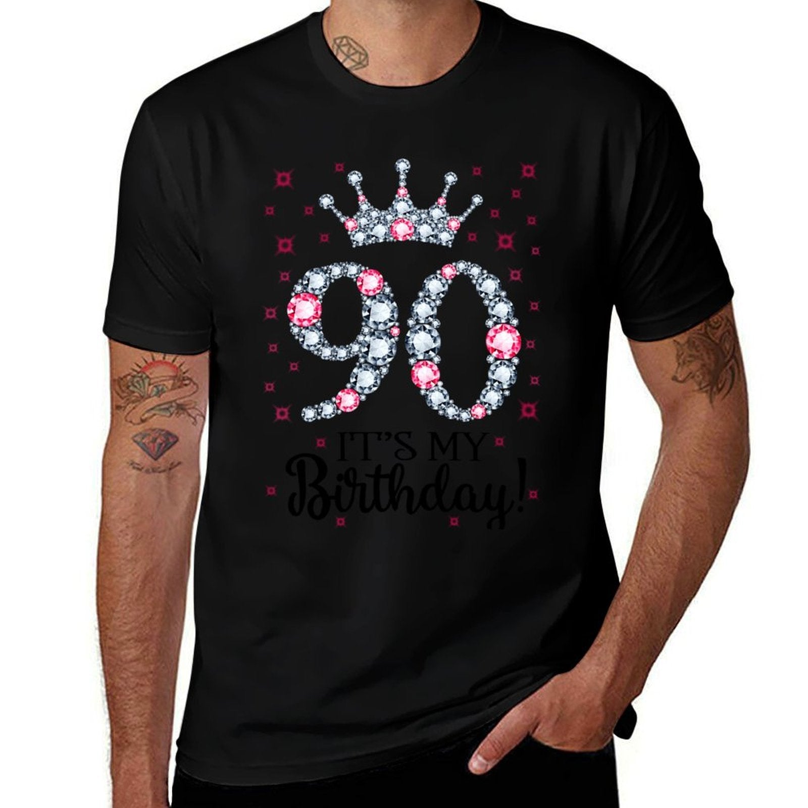 90 It's My Birthday Pink Crown 90th Birthday Gifts For Her  High-quality Stitching T-Shirt