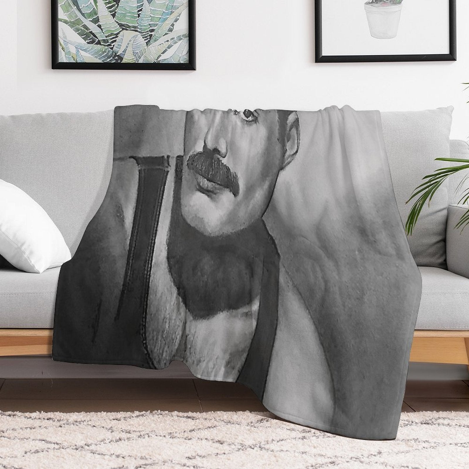 Freddie Mercury Fan Art – Queen’s Legendary Frontman Quick-dry Throw Blanket