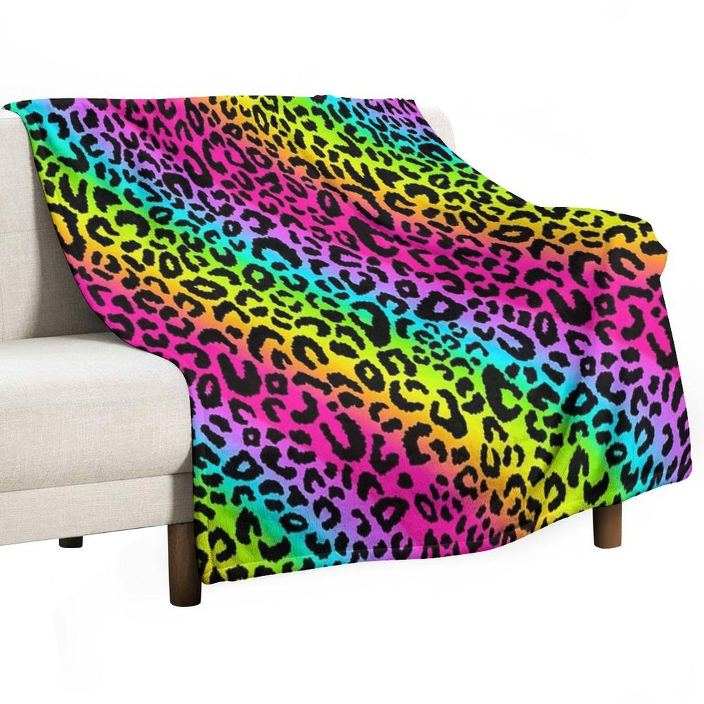 Colofrul Rainbow Leopard Wrinkle-free Throw Blanket