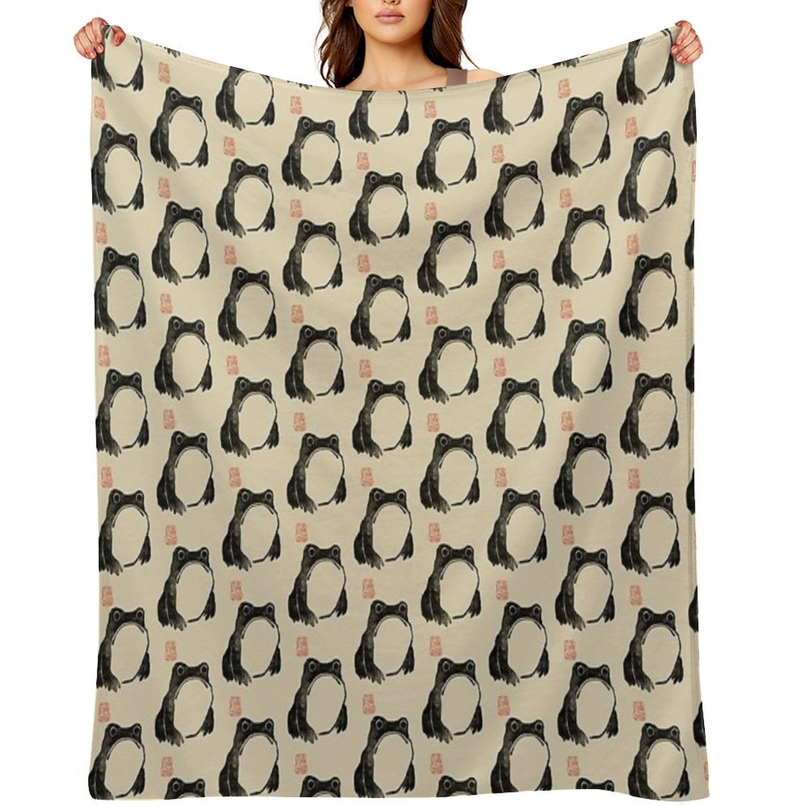 Grumpy Frog Japanese Lightweight Throw Blanket