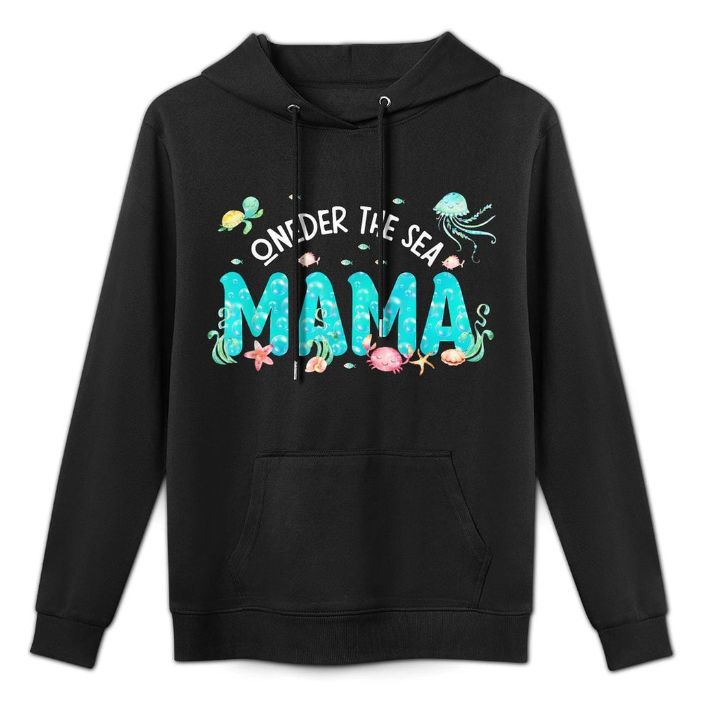 Under Sea Mama Birthday Girl Boy Matching Family Party Cotton-Polyester Blend Hoodie
