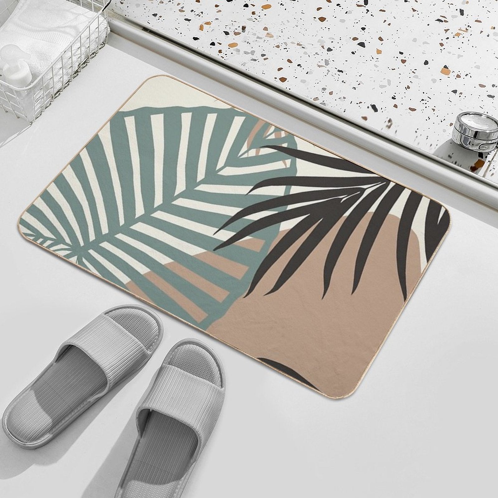 Minimal Jungle Leaves Finesse #1 #tropical #decor #art  Rapid-Drying Bath Mat