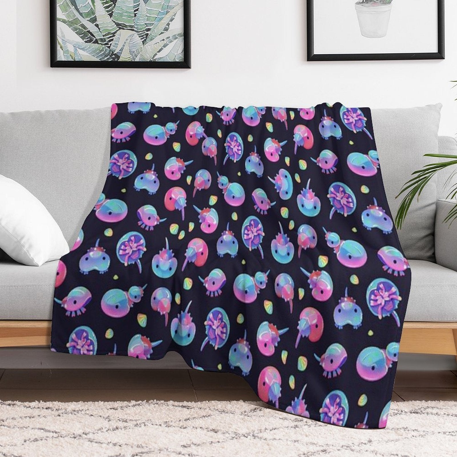 Horseshoe Crab - Dark Wrinkle-free Throw Blanket