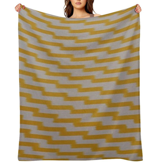 Yellow Ikat Design Travel-friendly Throw Blanket