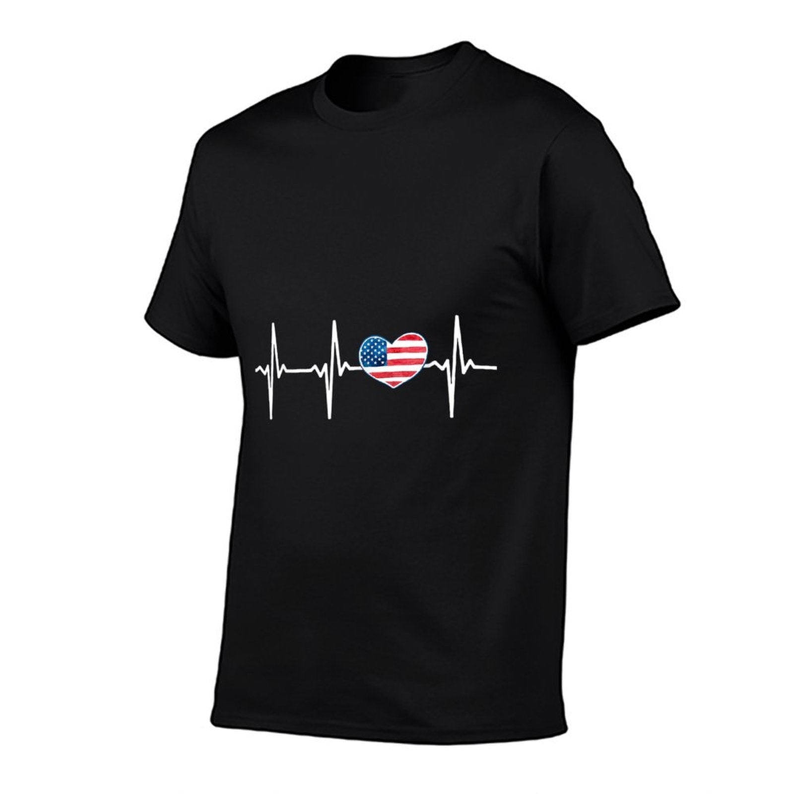 Heartbeat EKG America Heart Love Patriotic 4th of July  Stretchy T-Shirt