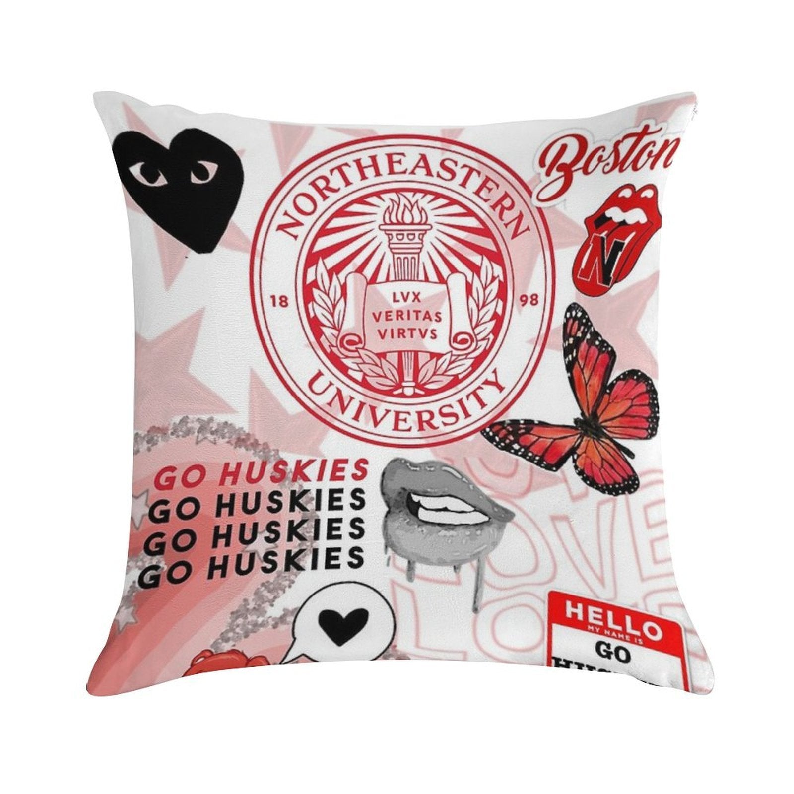 NORTHEASTERN COLLAGE Soft Fade-Resistant Throw Pillow
