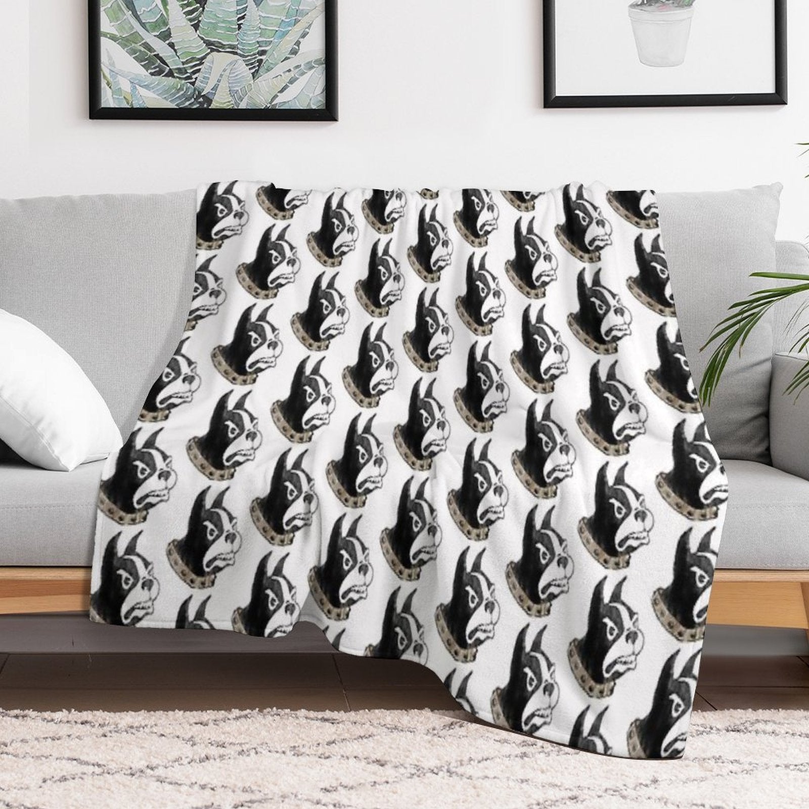 Watercolor Black And Gold Wofford College Terrier Lightweight Throw Blanket