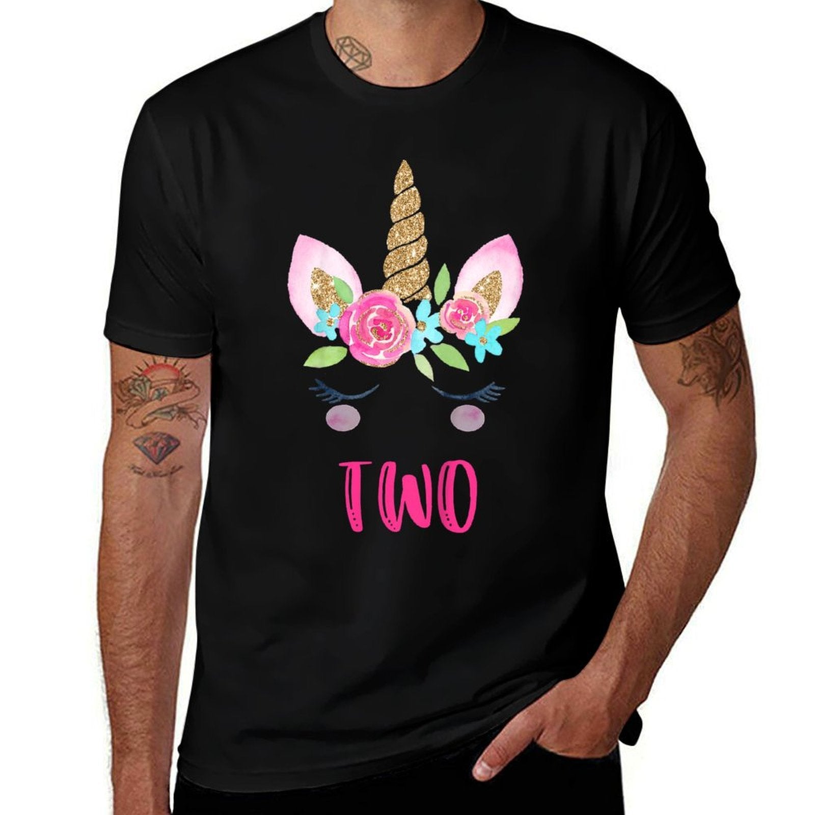 Kids Two Unicorn Birthday Girl 2 Year Old Cute  High-quality Stitching T-Shirt