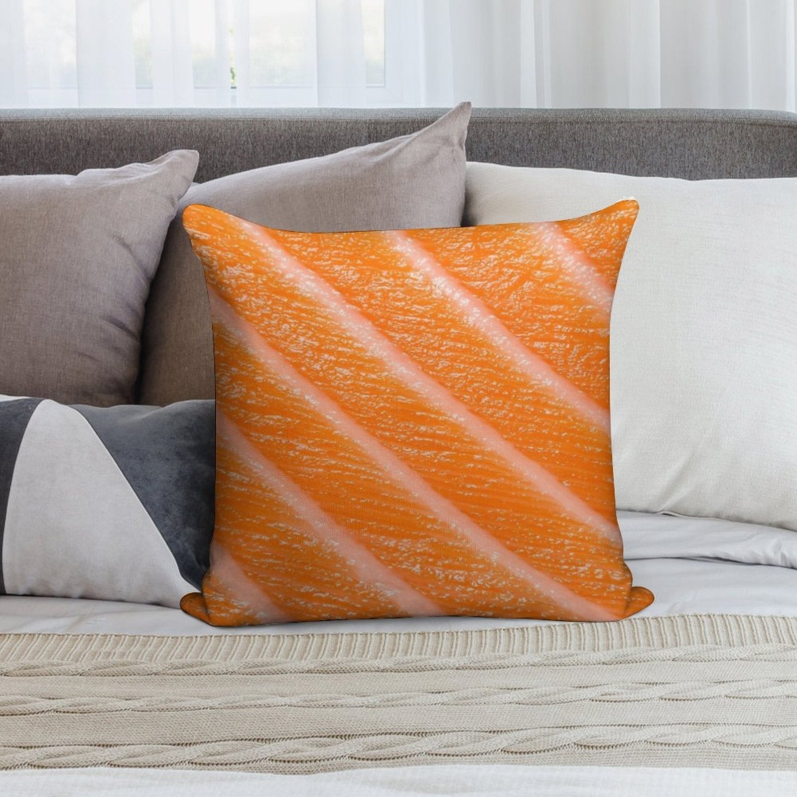 Salmon Sushi  Sashimi Soft Shrink-Resistant Throw Pillow