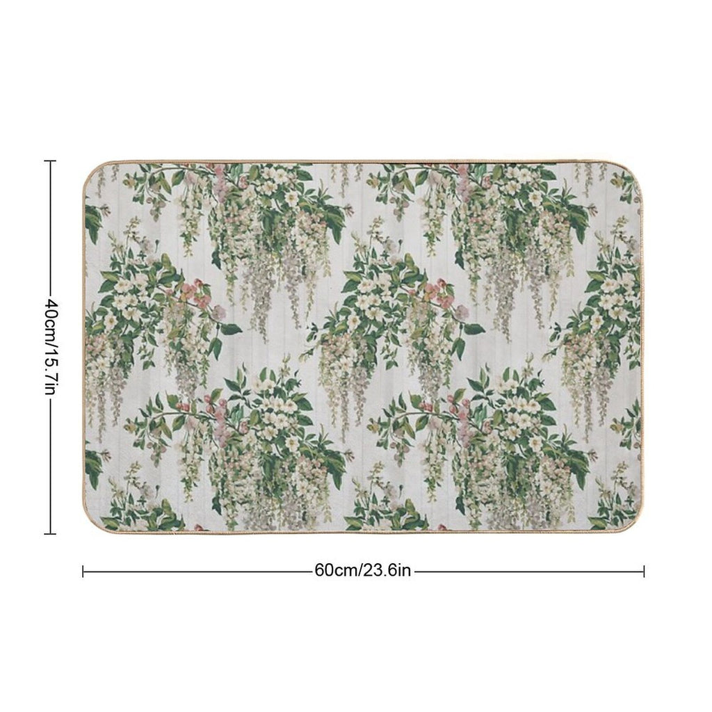 Jasmine, Wisteria And Honeysuckle Blooms Flowers  Absorbent Bath Mat
