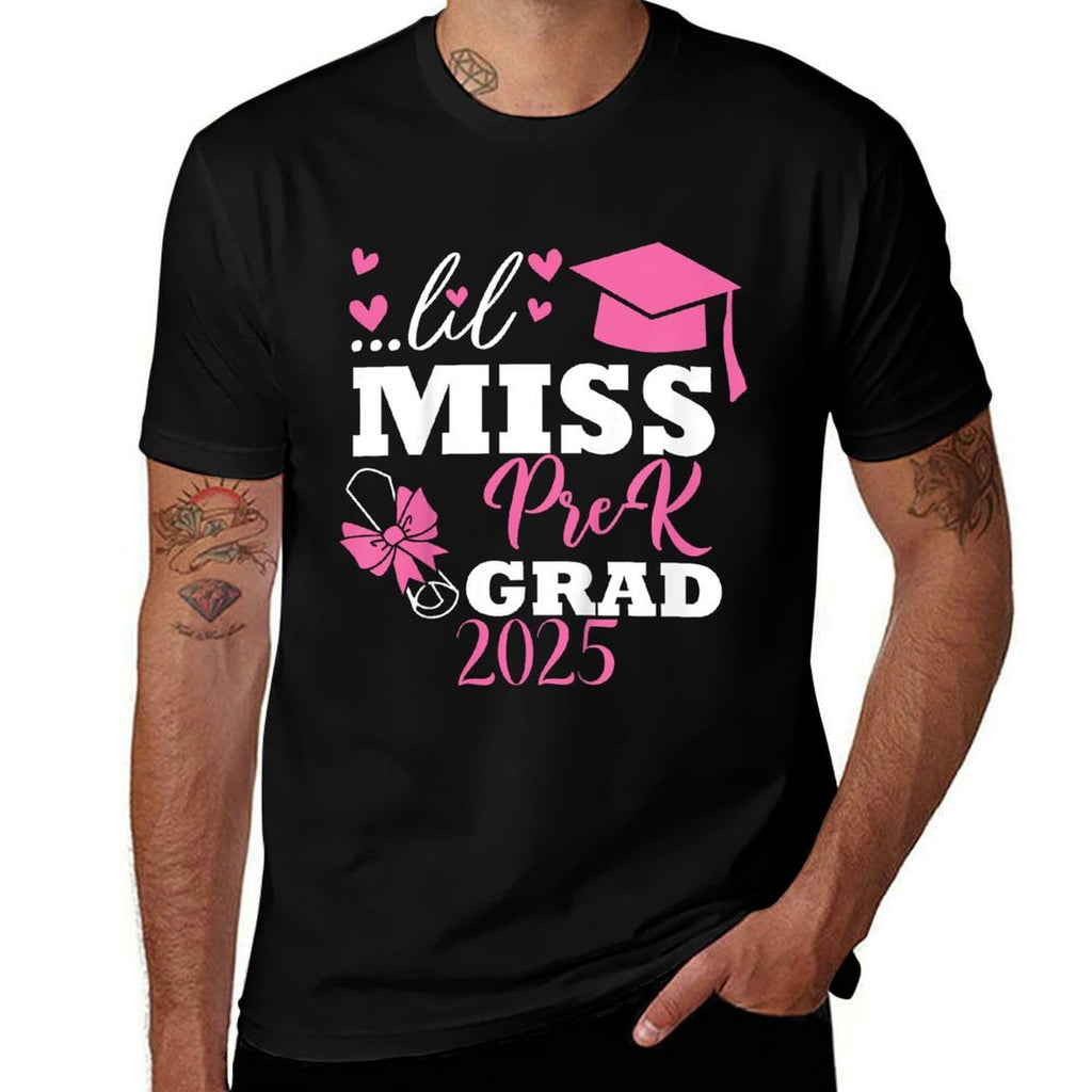 Kids Little Miss Pre-K Grad Preschool Prek Graduation 2025  High-quality Stitching T-Shirt