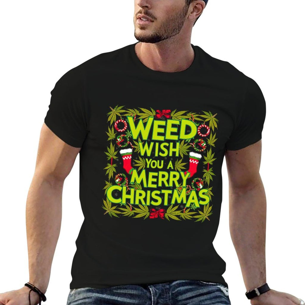 Ugly Christmas Weed Leaf 420 Cannabis Marijuana Stoner Gifts  Vintage-inspired T-Shirt