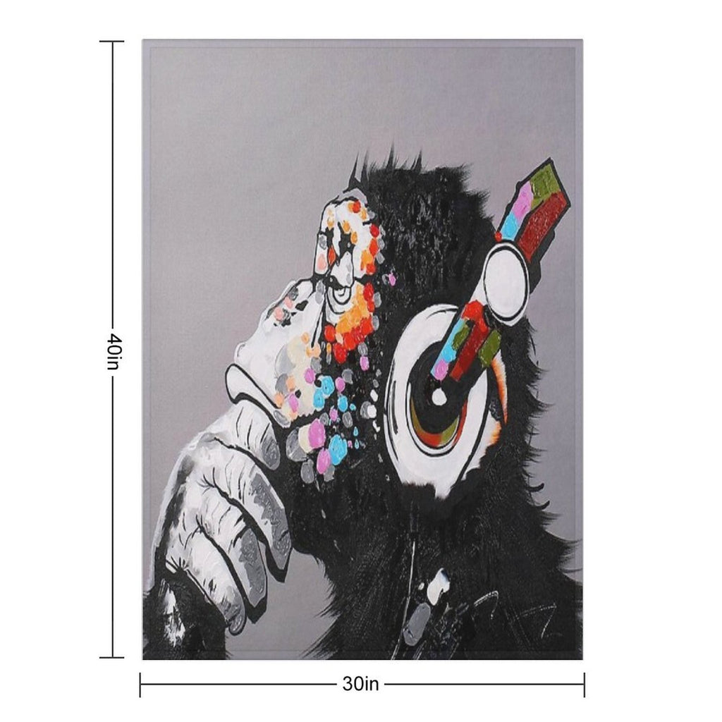 DJ Monkey With Headphones Thinking - Thinker Chimp Comfort Throw Blanket