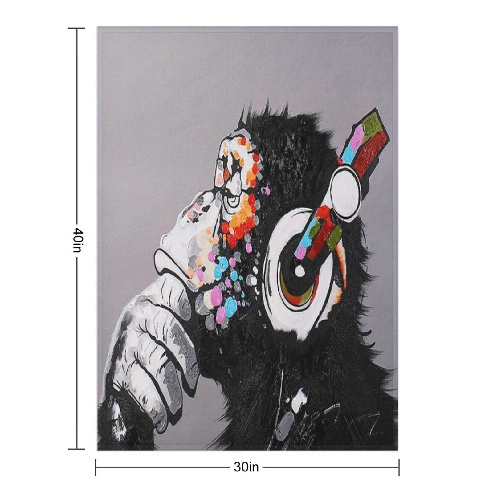 DJ Monkey With Headphones Thinking - Thinker Chimp Comfort Throw Blanket