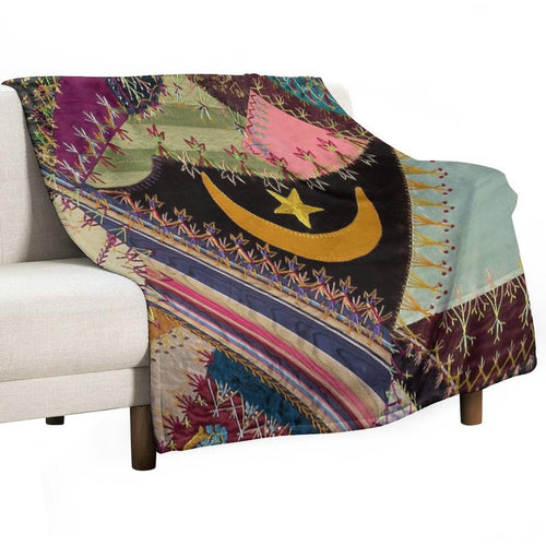 Antique Multicolor Crazy Quilt Premium Throw Blanket